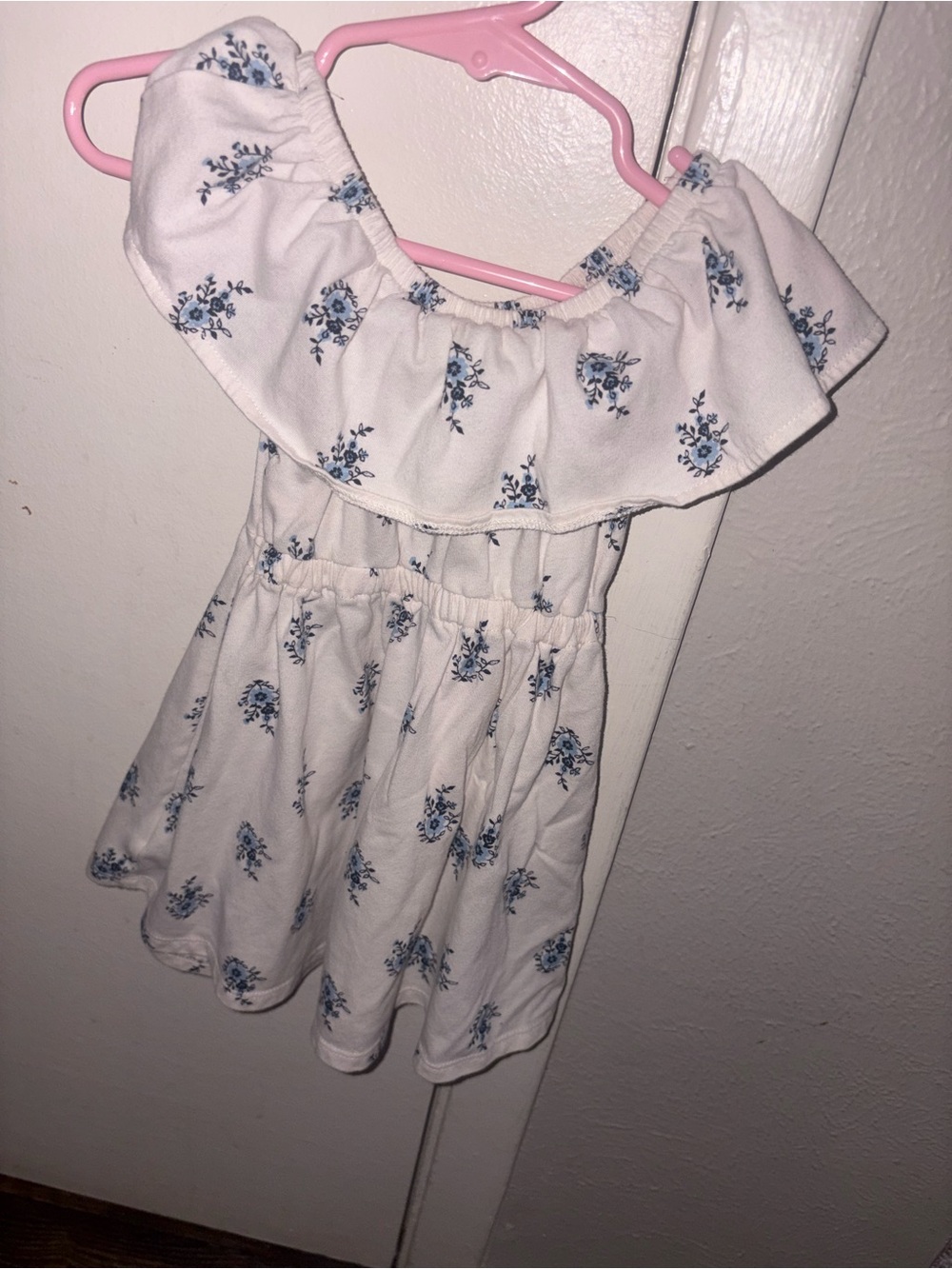 Girls White Floral Ruffle dress - white Floral Pattern 18-24m